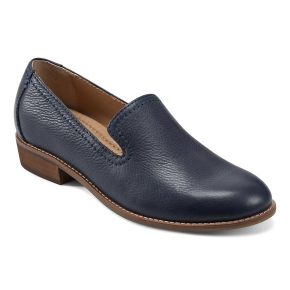 Earth Shoes - Earth Women's Edna Flat Slip-On Wide Width Loafers- Dark Blue- Size 8W
